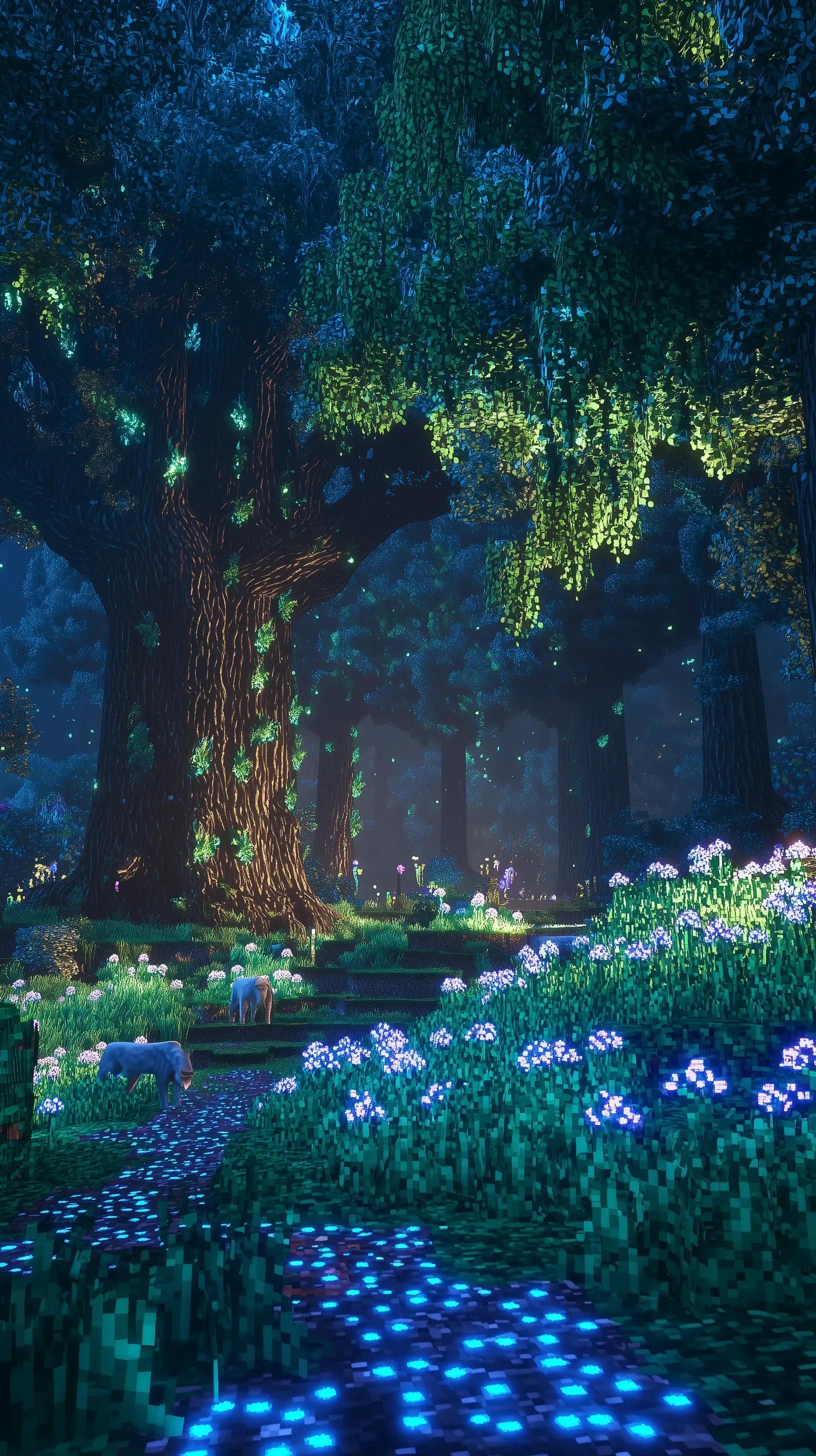 Nocturnal Forest Bloom Glow Download Wallpapers