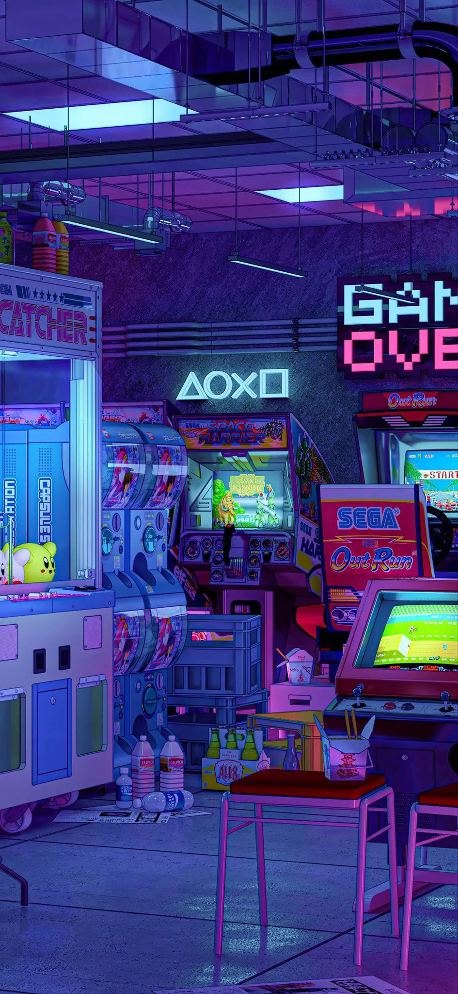 Neon Arcade Room Glow Download Wallpapers