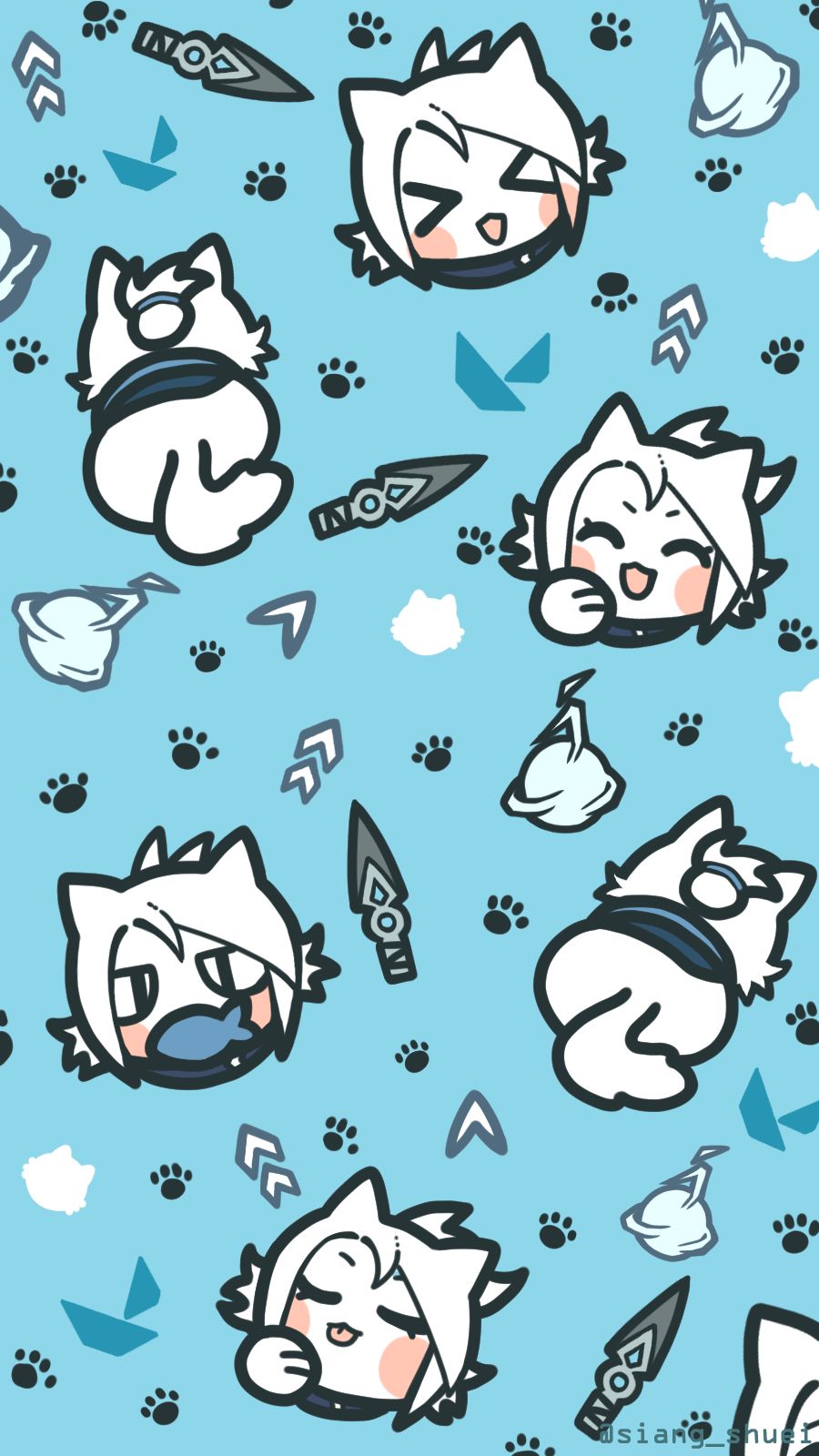 Paws and Play on Blue Download Wallpapers