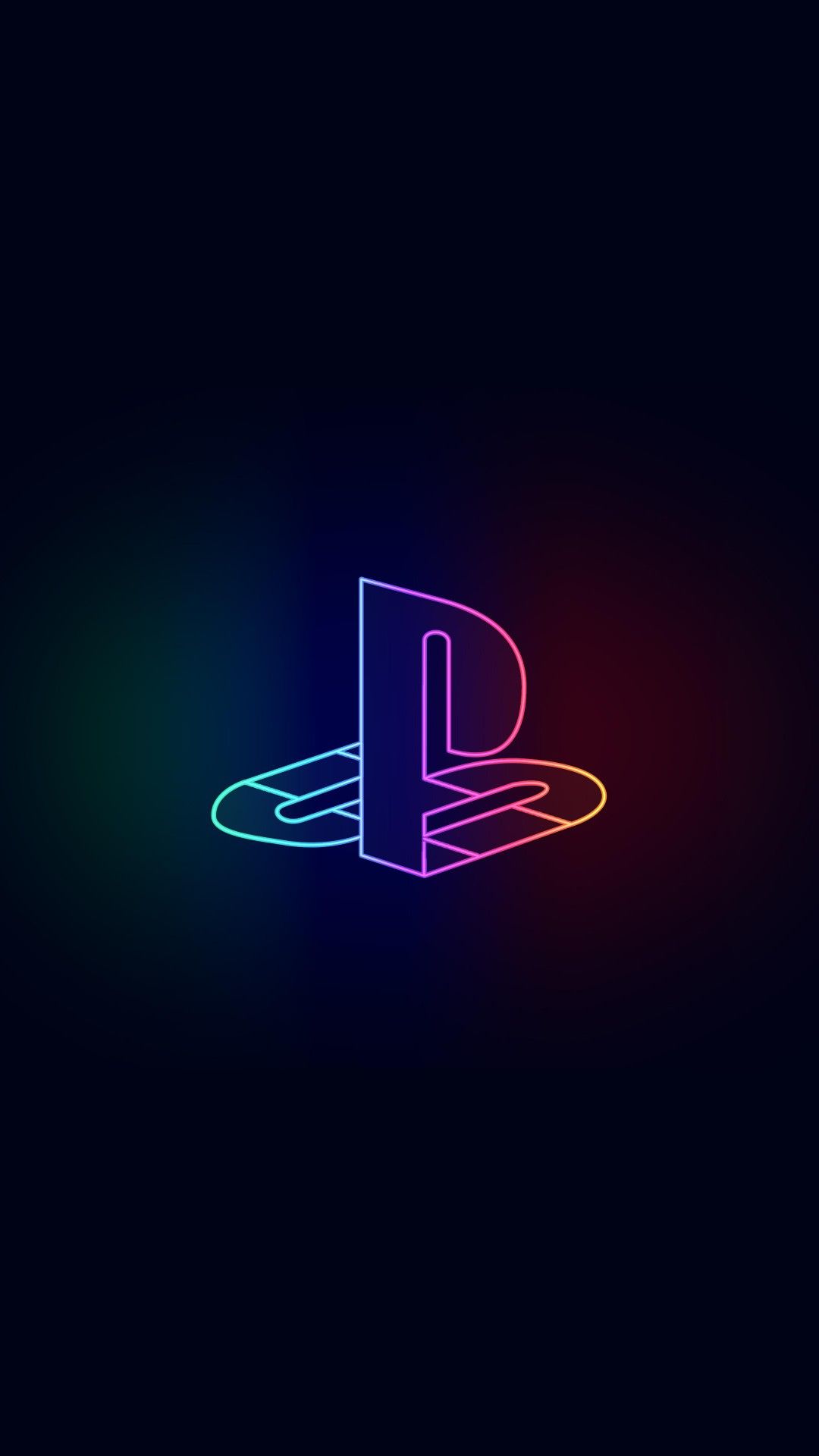 Neon PlayStation Logo on Black Download Wallpapers