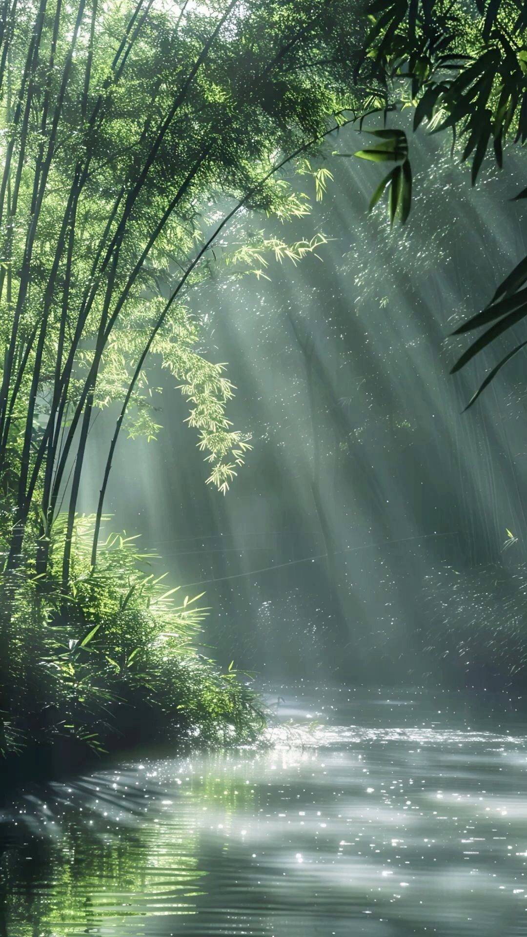 Sunlight Through Trees on Water Download Wallpapers