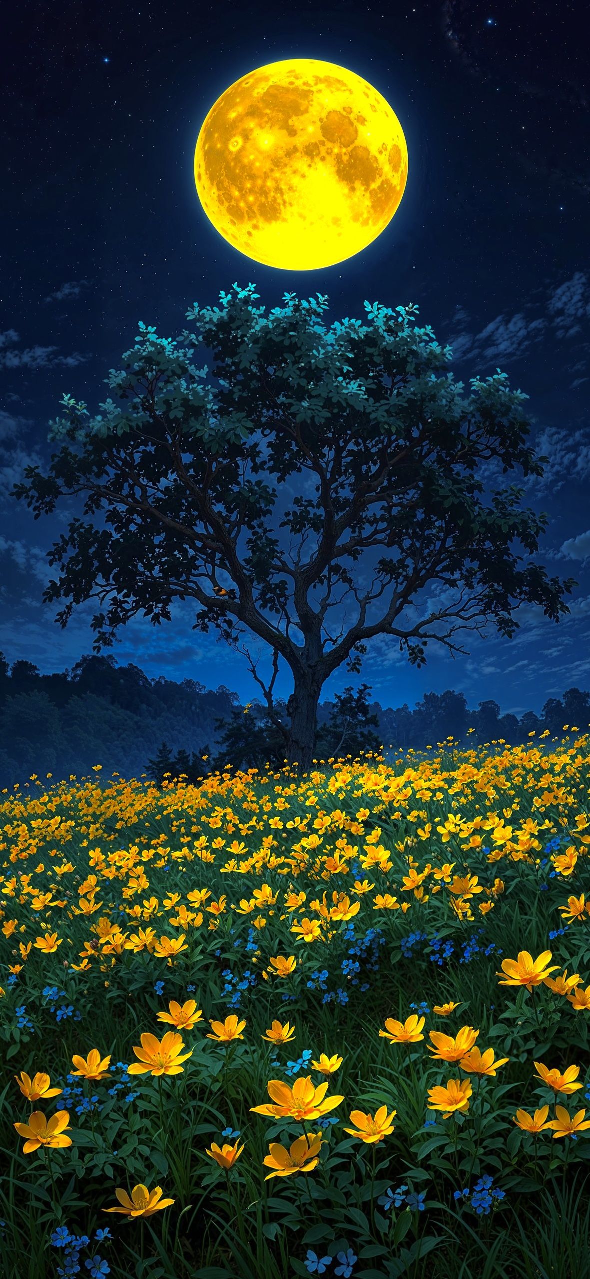 Moonlit Meadow Blooms Download Wallpapers