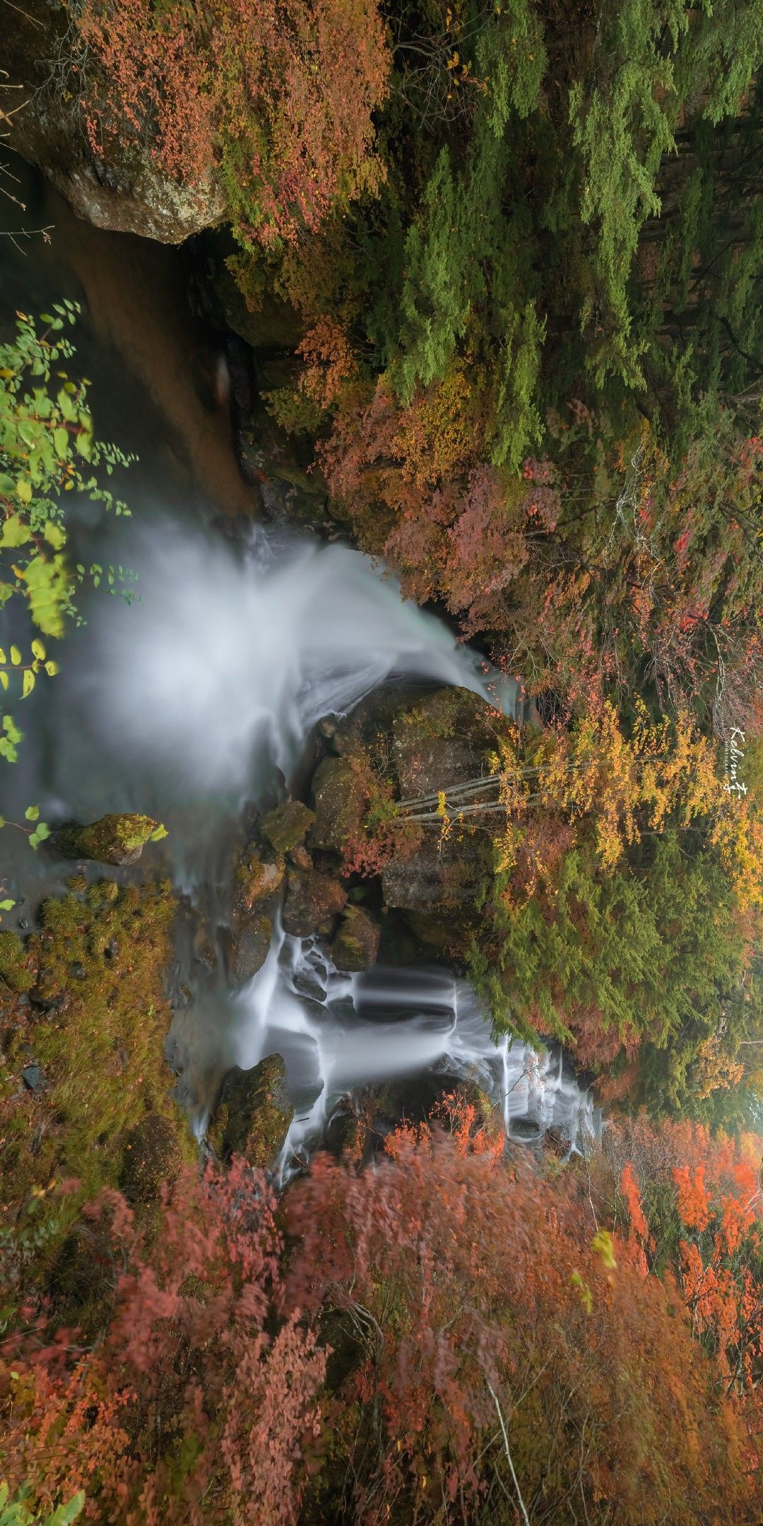 Aerial Fall Cascade Landscape Download Wallpapers