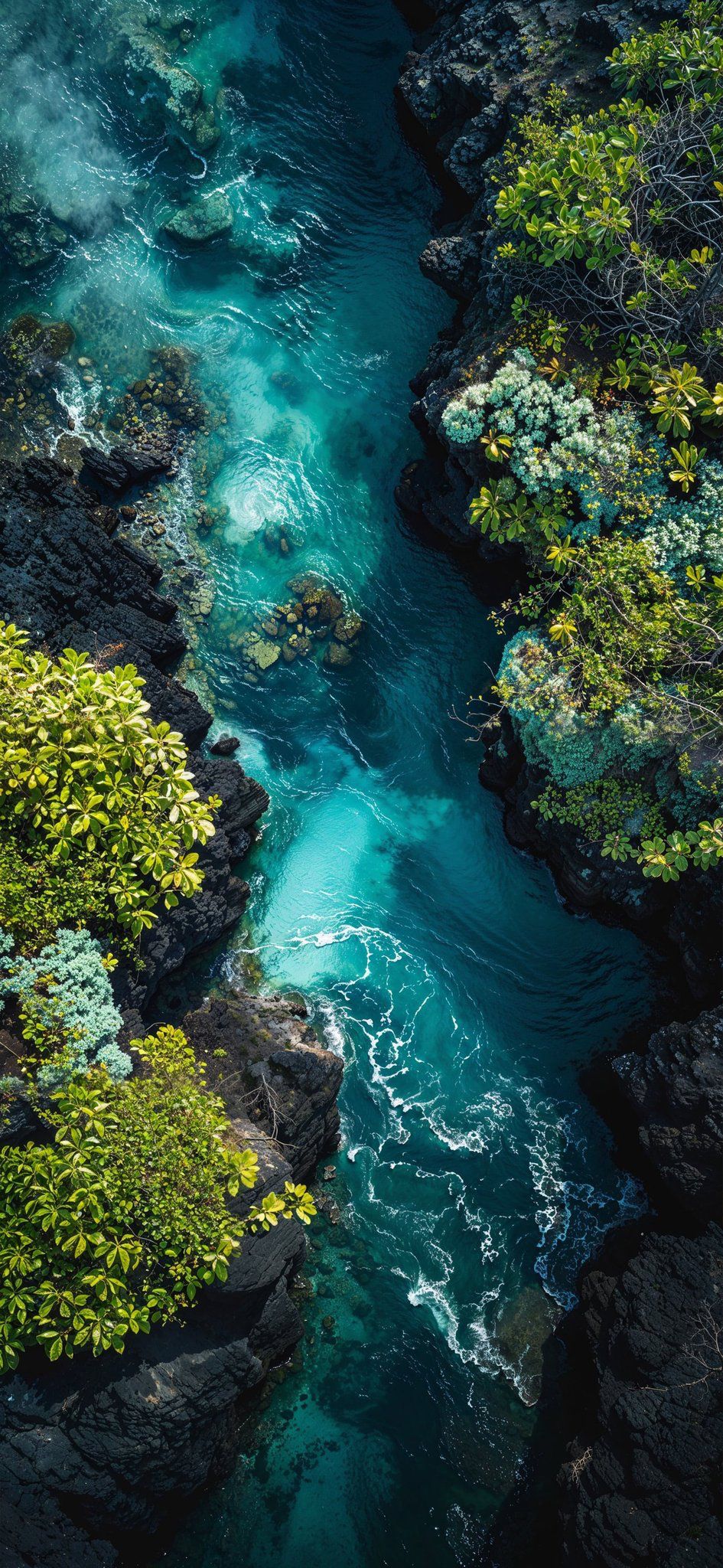 Blue River Green Rocks Aerial Download Wallpapers