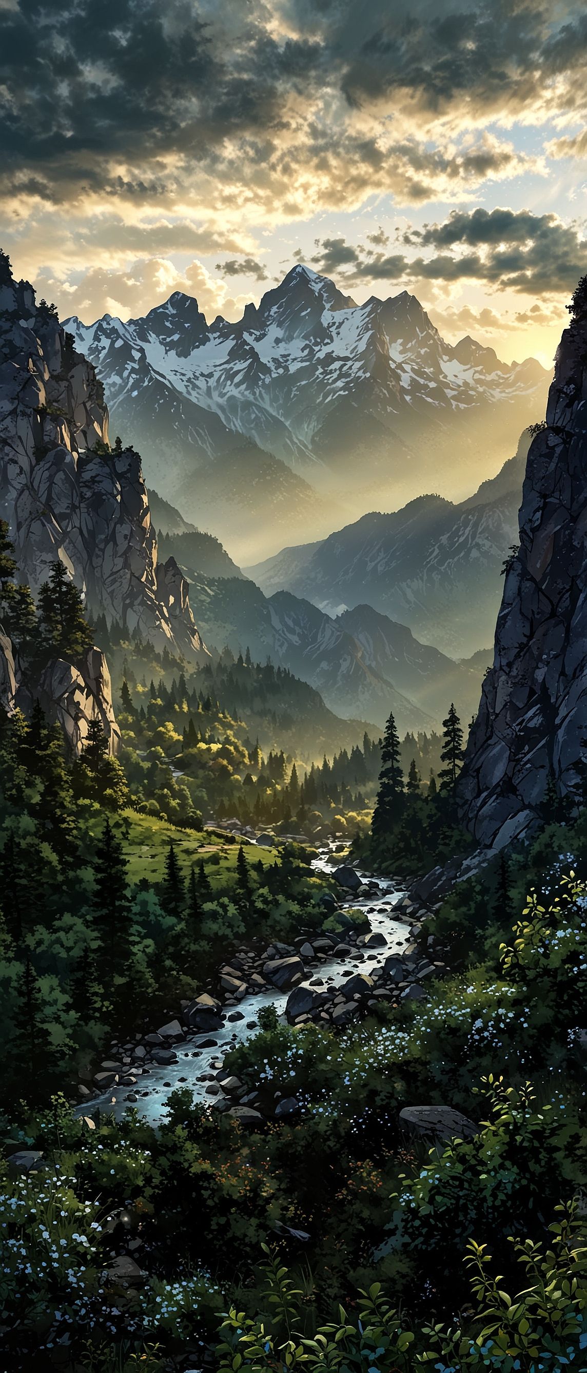 Snowy Peaks & Emerald Forest Download Wallpapers