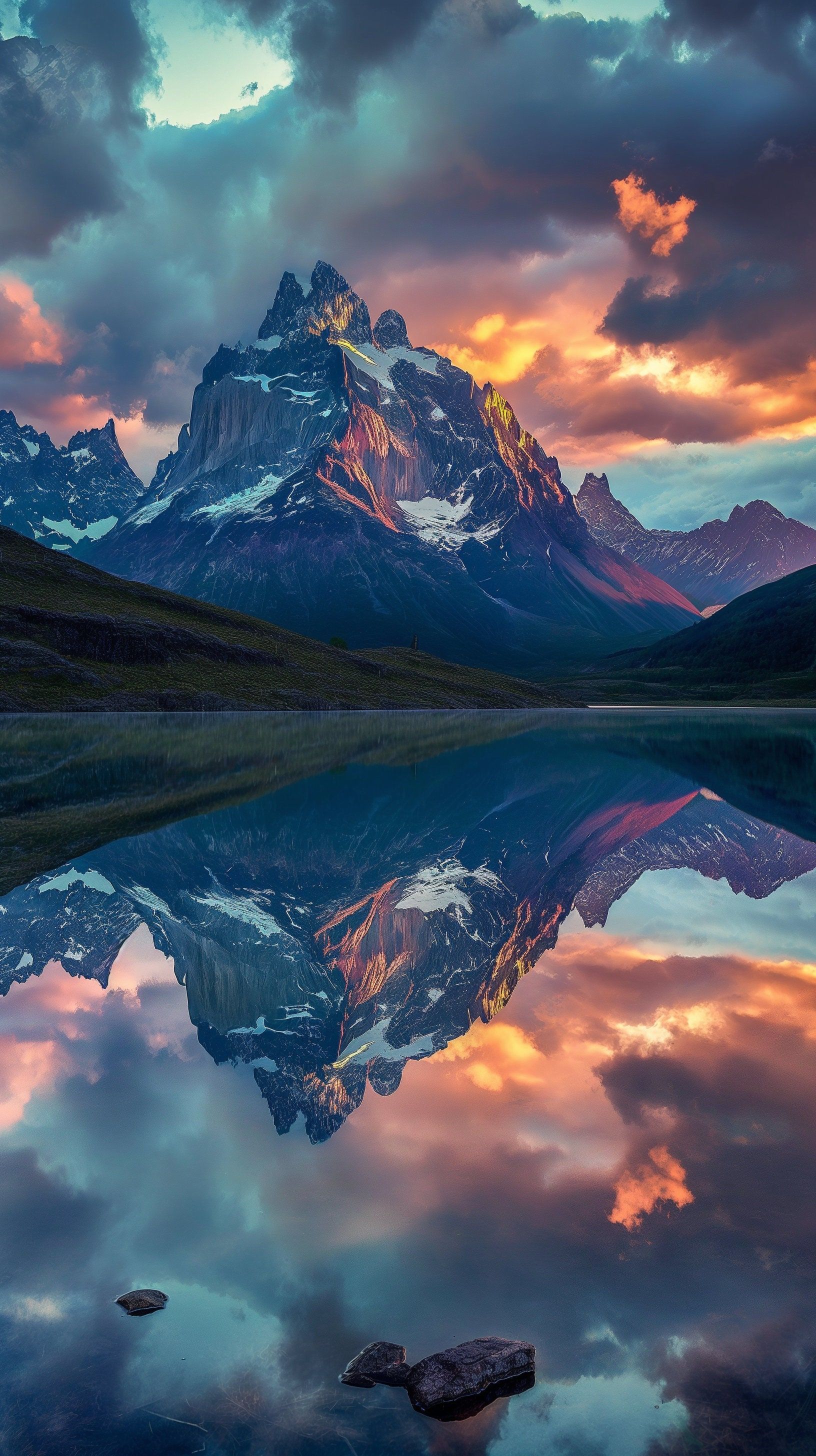 Mountain Reflections at Sunset Glow Download Wallpapers