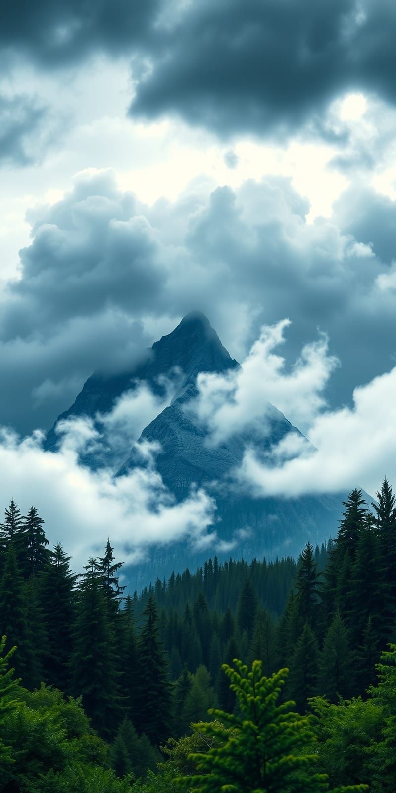 Mountain Peaks Among Misty Trees Download Wallpapers
