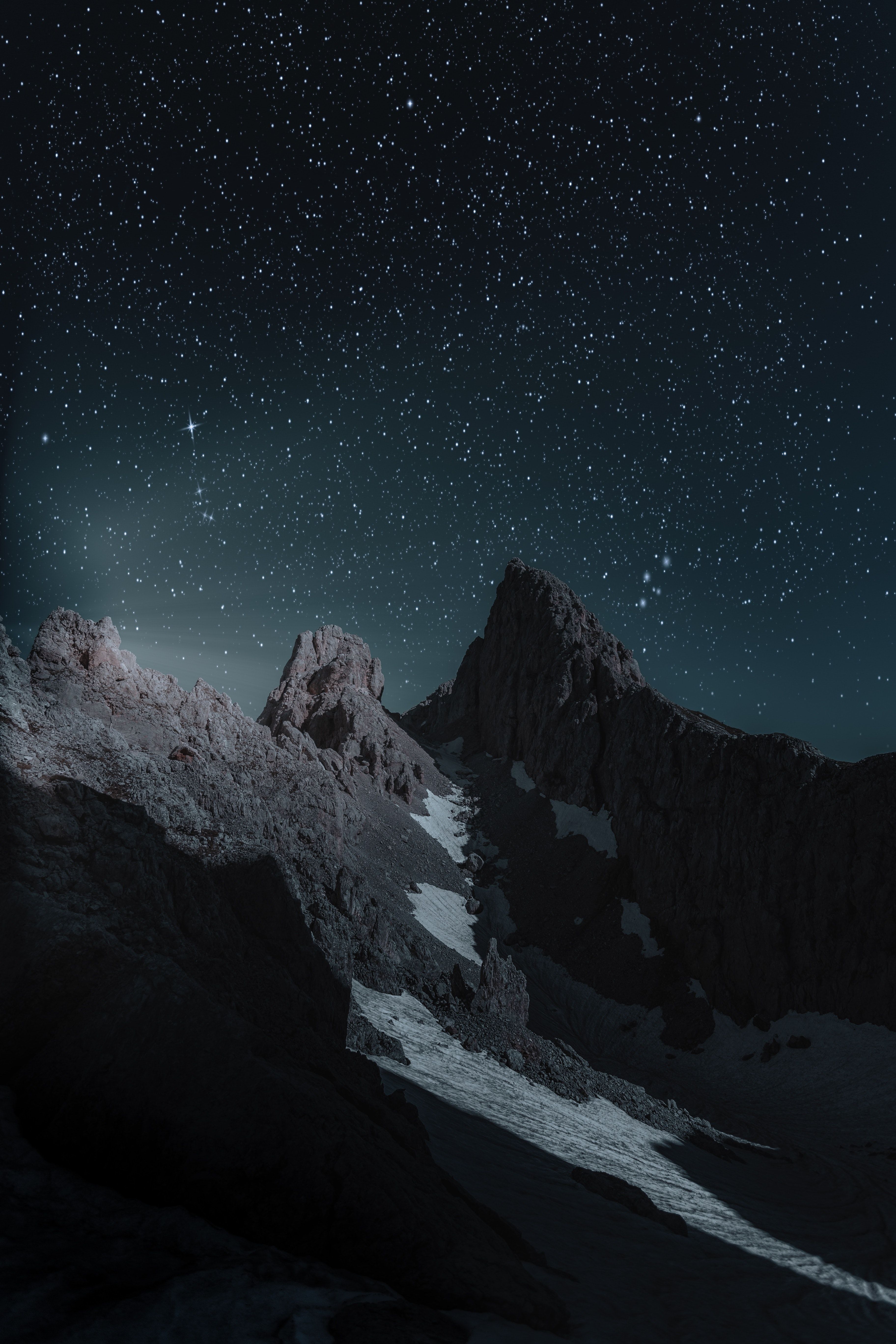 Night Sky Over Mountain Peaks Download Wallpapers