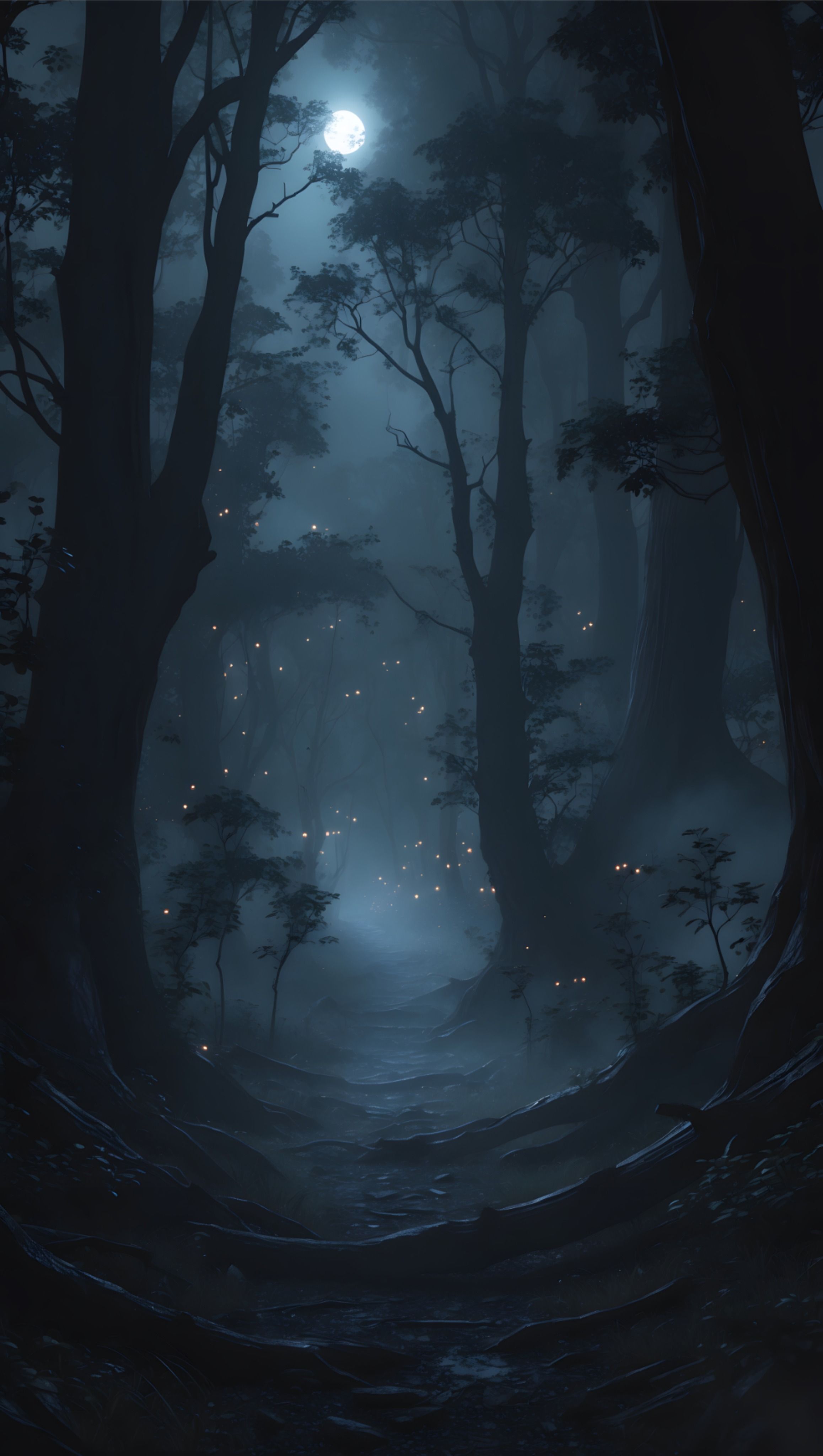 Eerie Dark Forest Landscape Download Wallpapers