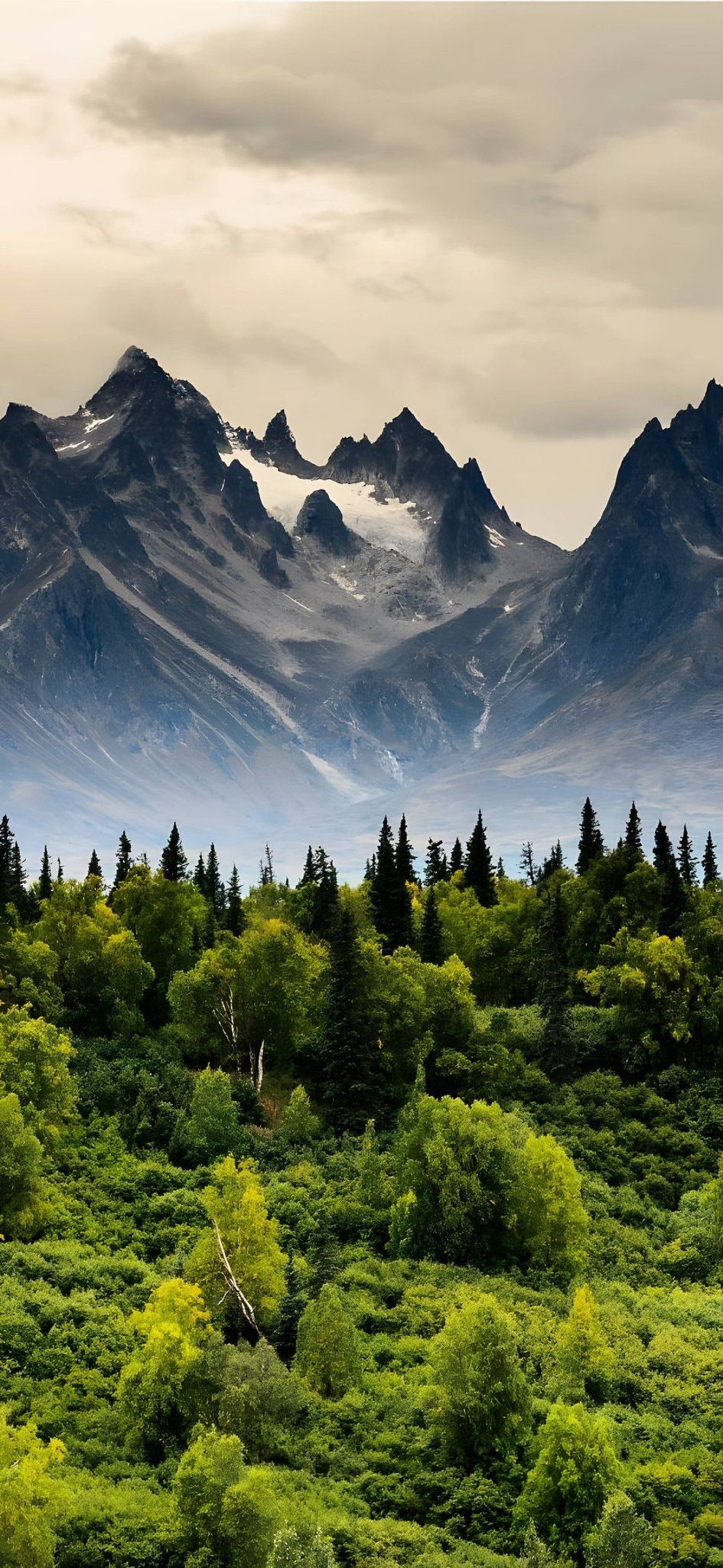Snowy Peaks and Pine Forests Download Wallpapers