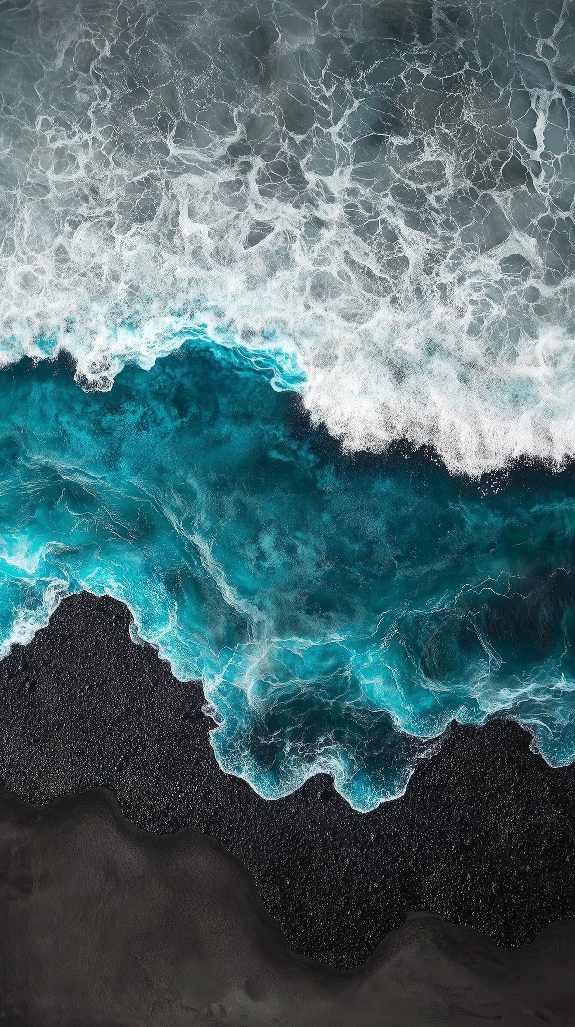 Black Sand & Foamy Waves Download Wallpapers