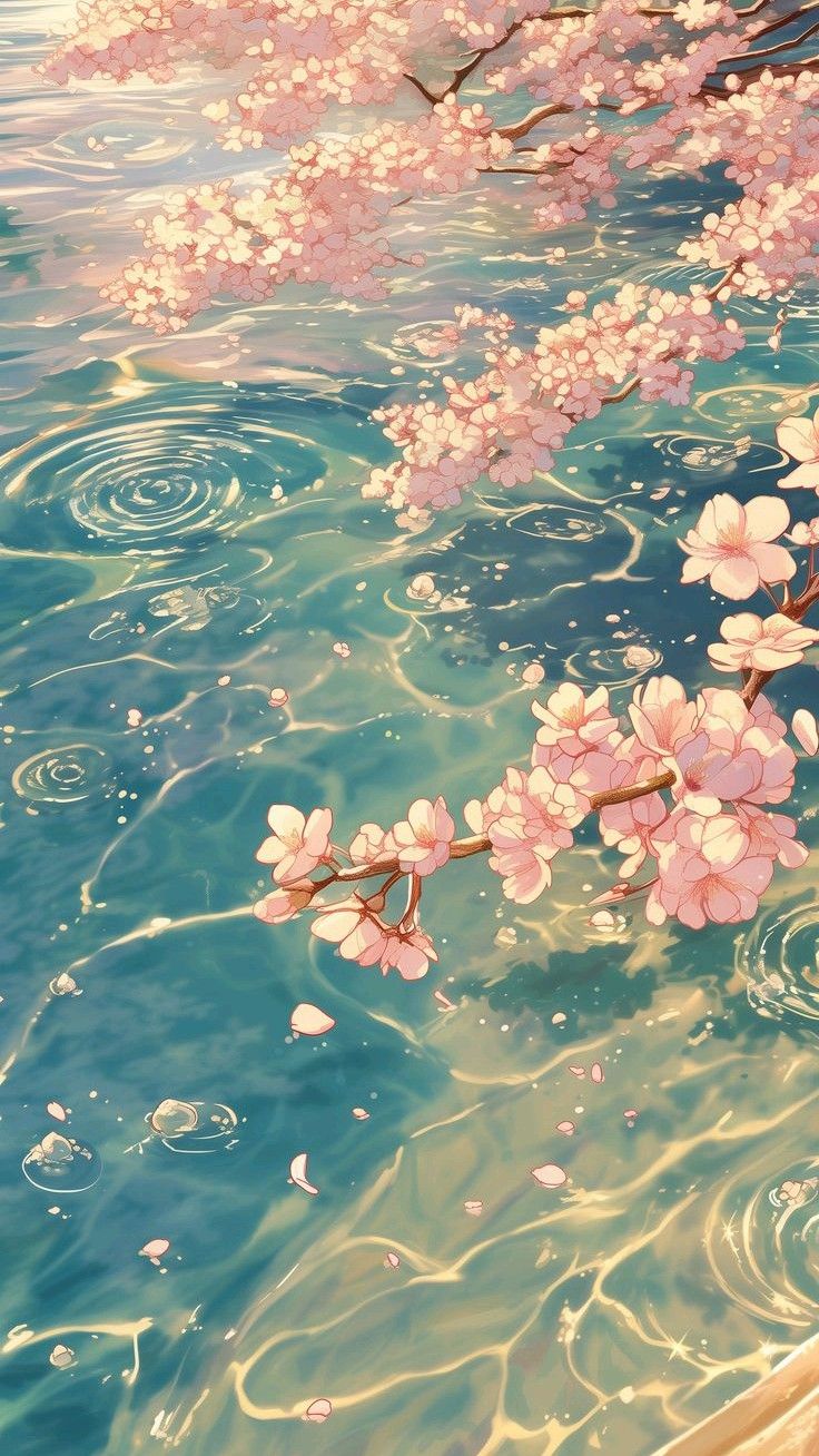 Pink Blossoms on Tranquil Water Download Wallpapers