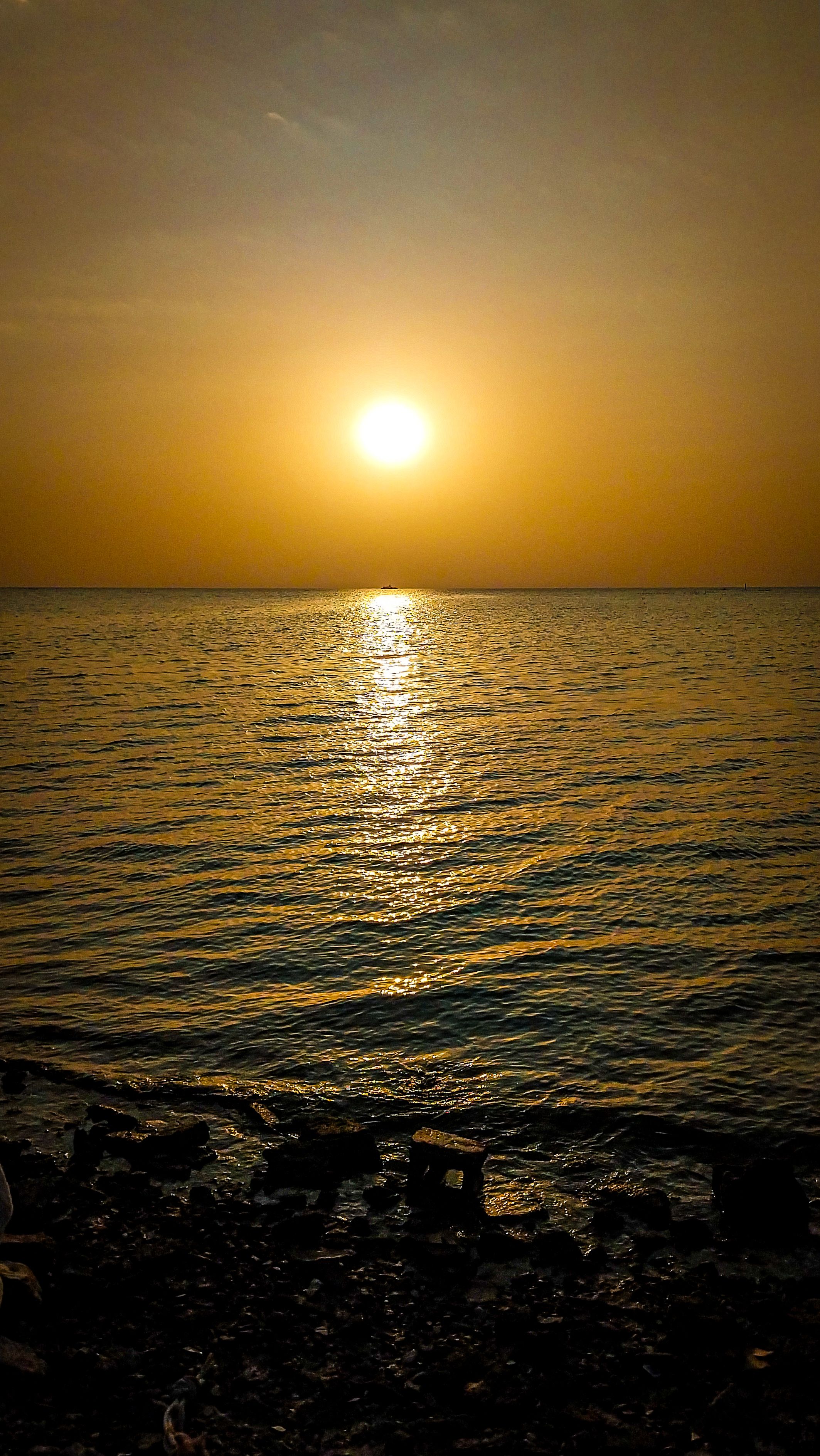 Ocean Horizon at Golden Hour Download Wallpapers