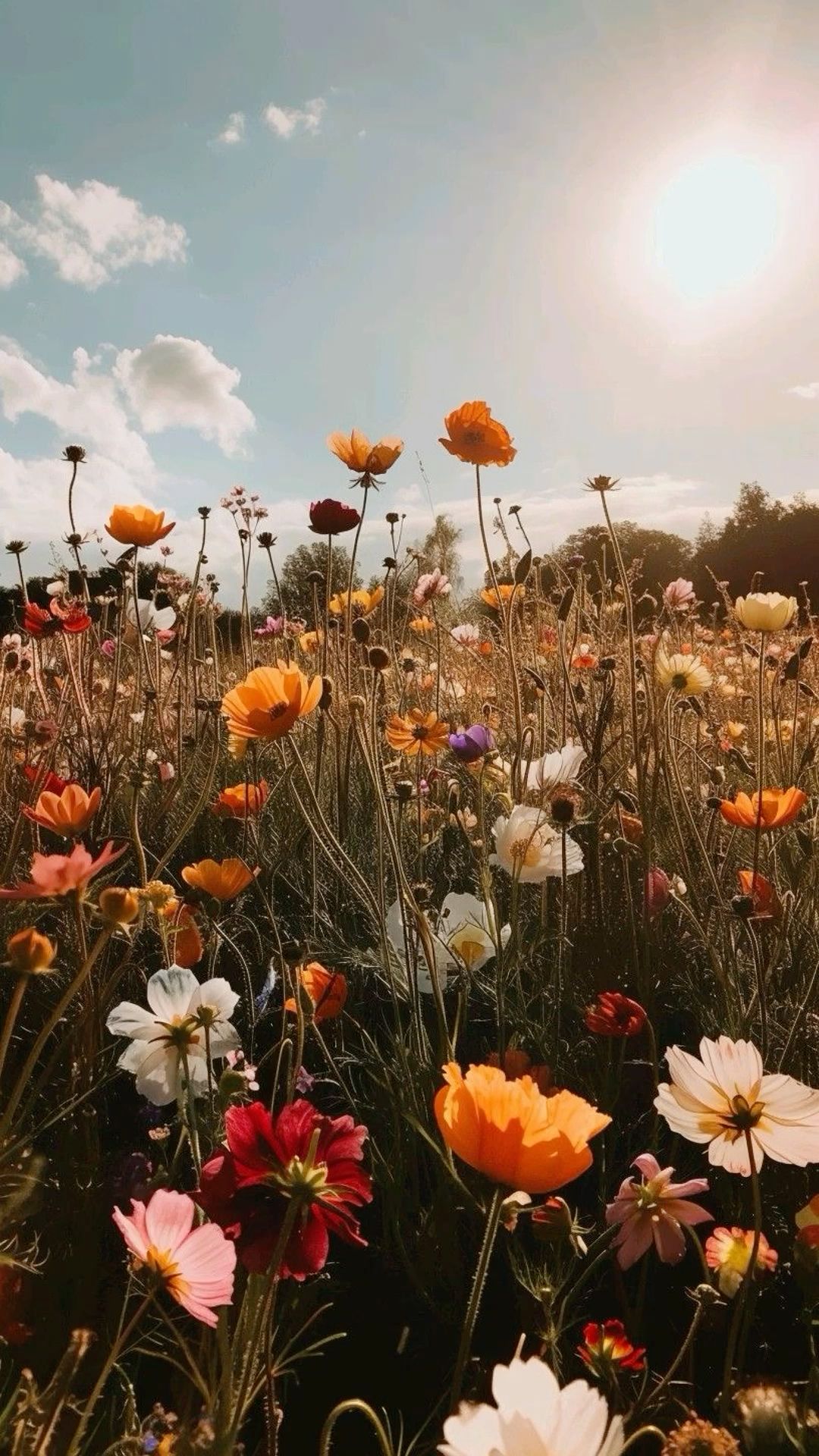 Sunlit Wildflower Meadow Download Wallpapers