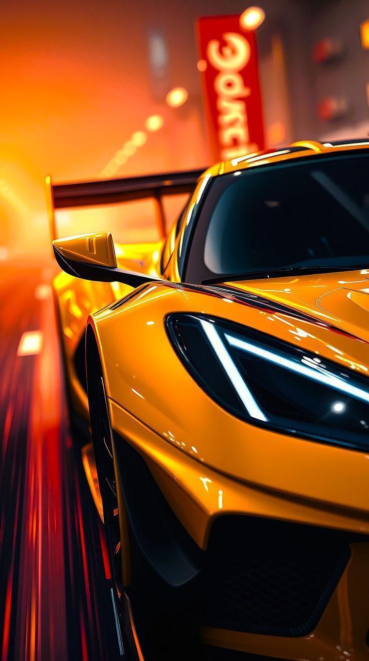 Sports car in speed mode